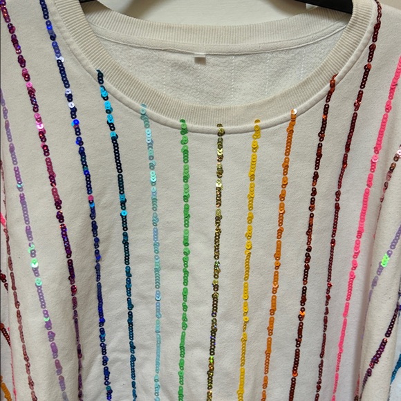 Queen of Sparkles SET XL Multi Sequin Sweatshirt and shorts set - Picture 4 of 16